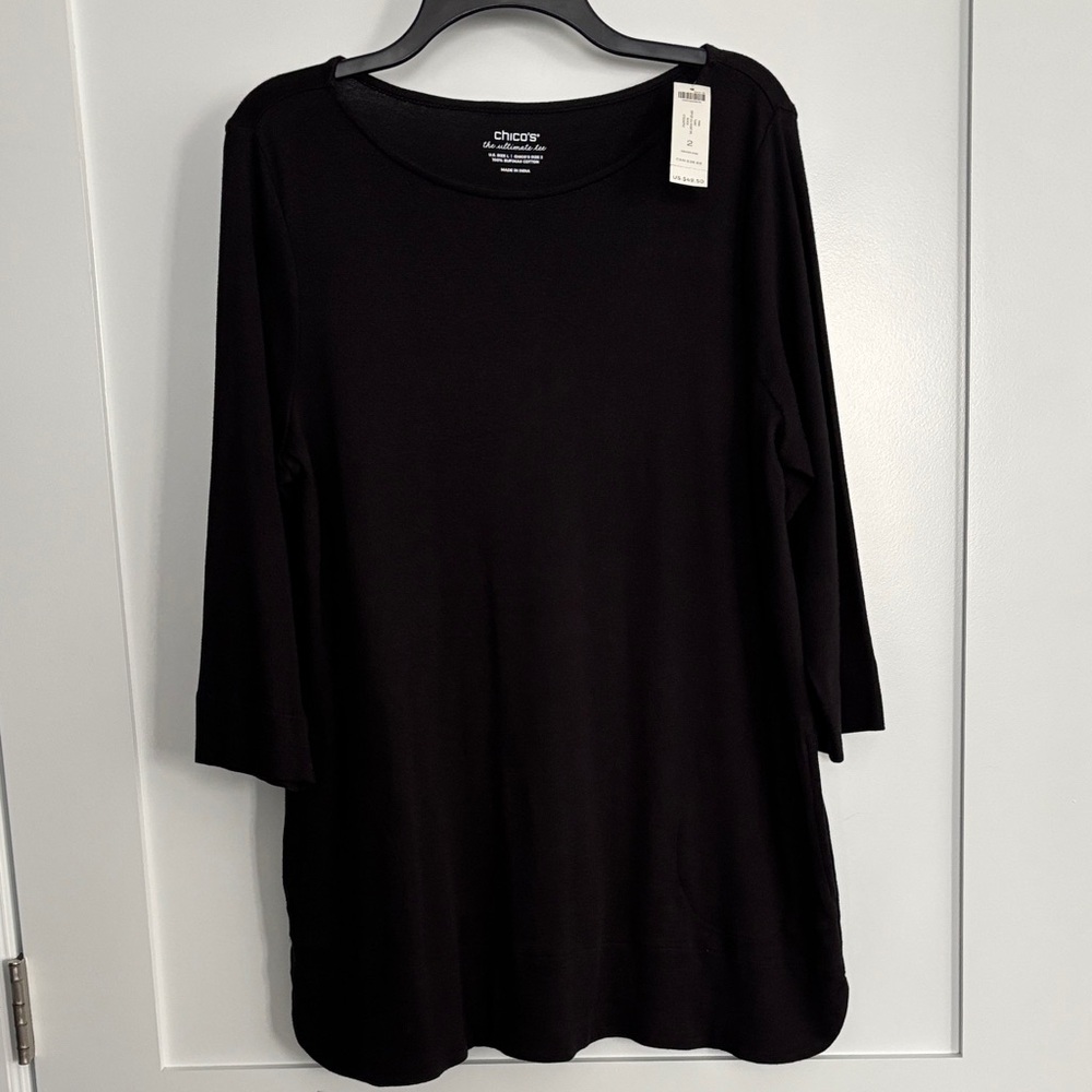 Chico’s black 3/4 sleeve tunic top